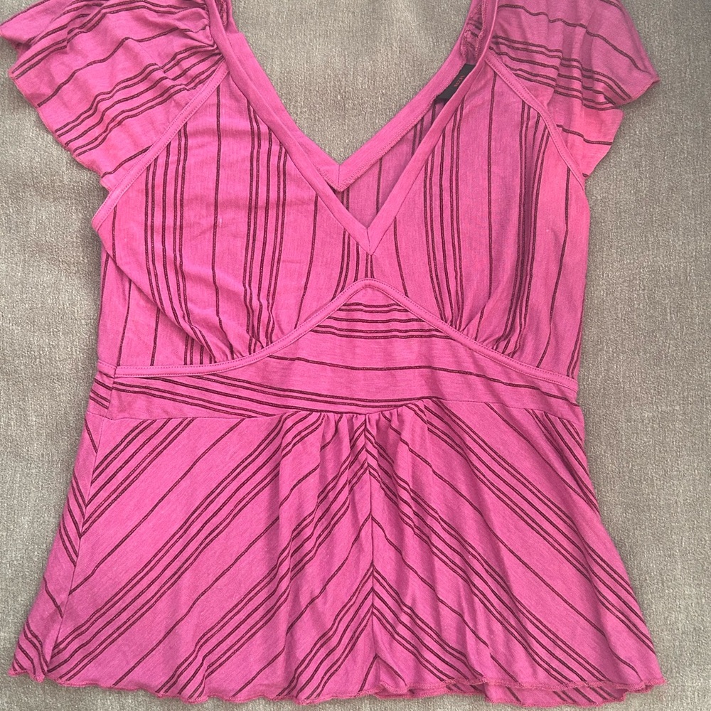 Pink Striped glittering Women's Top